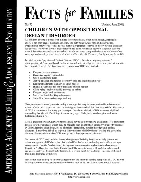 oppositional defiant disorder fact sheet|oppositional defiant worksheets pdf.